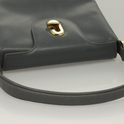 Gucci GUCCI Hand Bag Leather Gray Silver Authentic mr1461