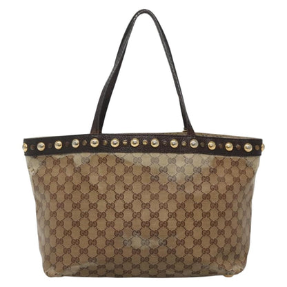 Gucci GUCCI GG Crystal Tote Bag Coated Canvas Beige Gold 207291 Authentic 139548