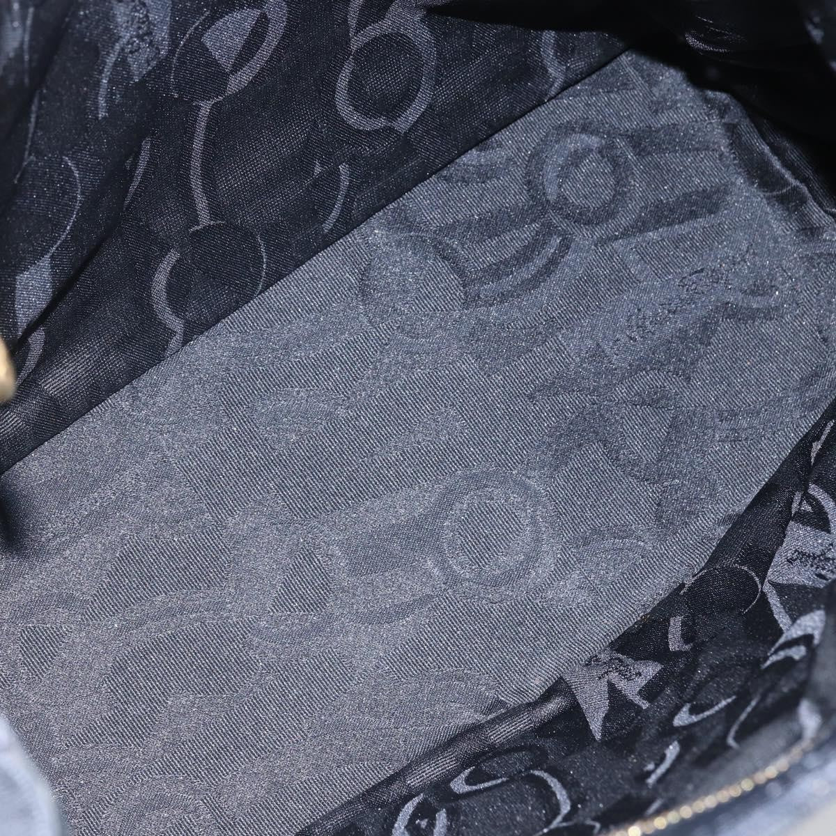 Salvatore Ferragamo Salvatore Ferragamo Chain Vala Tote Bag Canvas Navy Gold Authentic BA7334