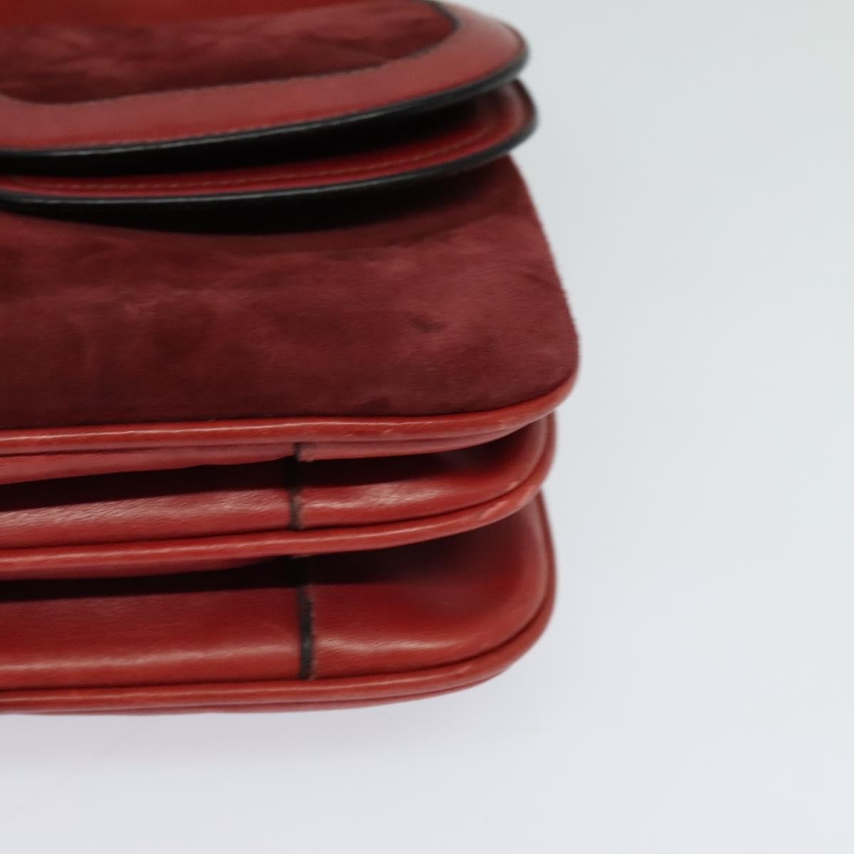 Gucci GUCCI Shoulder Bag Suede Vintage Red Gold Authentic ep7843