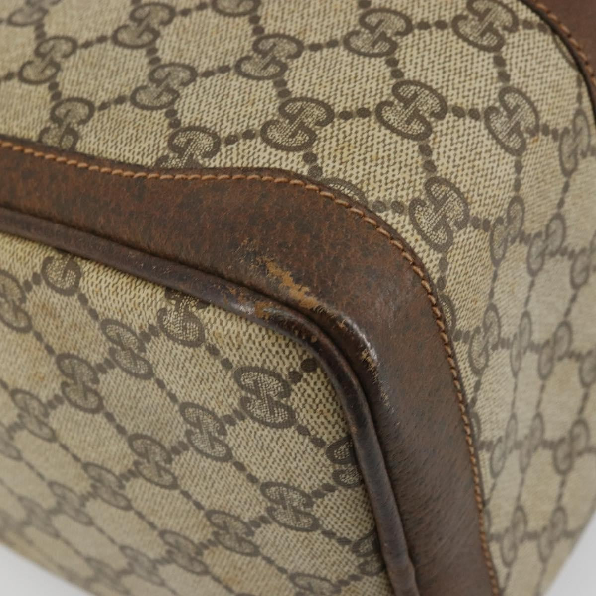 Gucci GUCCI GG Supreme Hand Bag PVC Beige Gold Authentic YKZ987