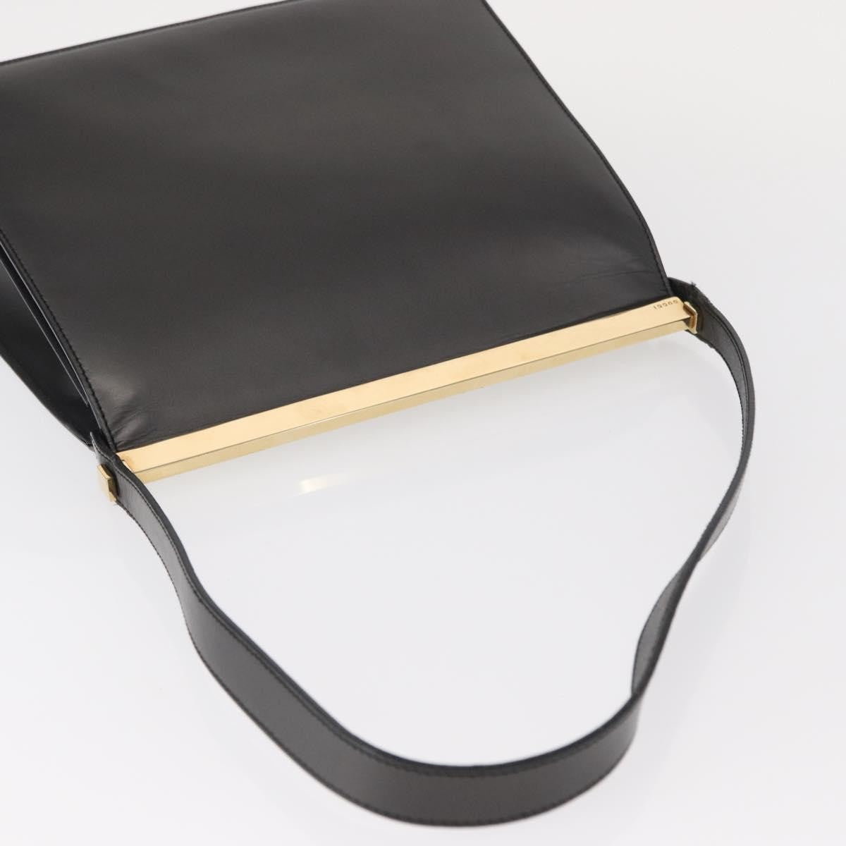 Gucci GUCCI Shoulder Bag Leather Black Gold Authentic BA8638