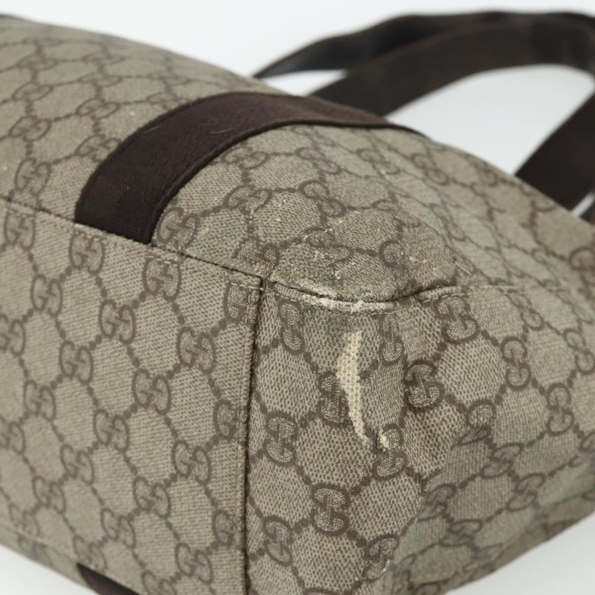 Gucci GUCCI GG Supreme Tote Bag PVC Beige Silver 141624 Authentic 178059