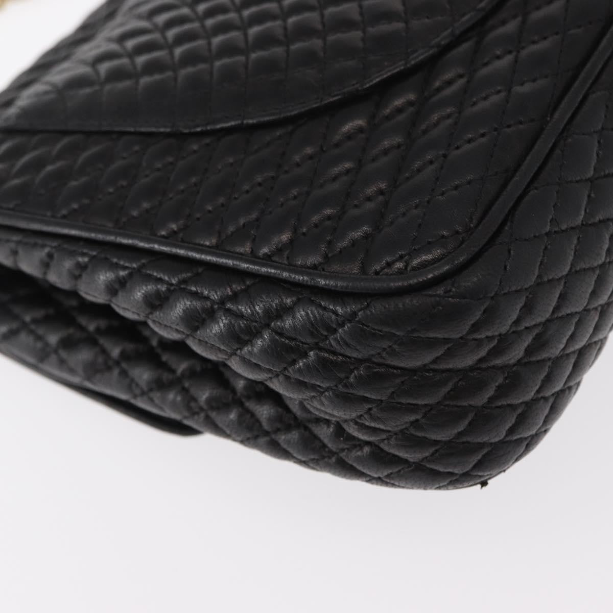 BALLY BALLY Chain Shoulder Bag Leather Black Gold Authentic 157788