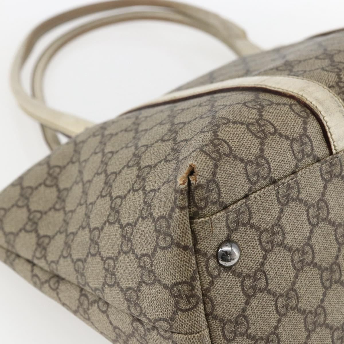 Gucci GUCCI GG Supreme Tote Bag PVC Beige Silver 114595 Authentic BA10796