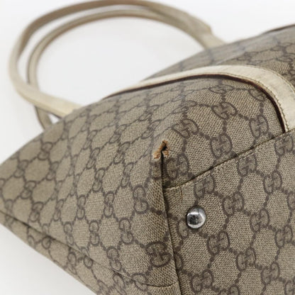 Gucci GUCCI GG Supreme Tote Bag PVC Beige Silver 114595 Authentic BA10796