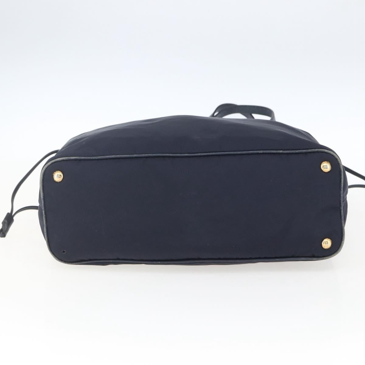 Prada PRADA Tote Bag Nylon Navy Gold Authentic 166304