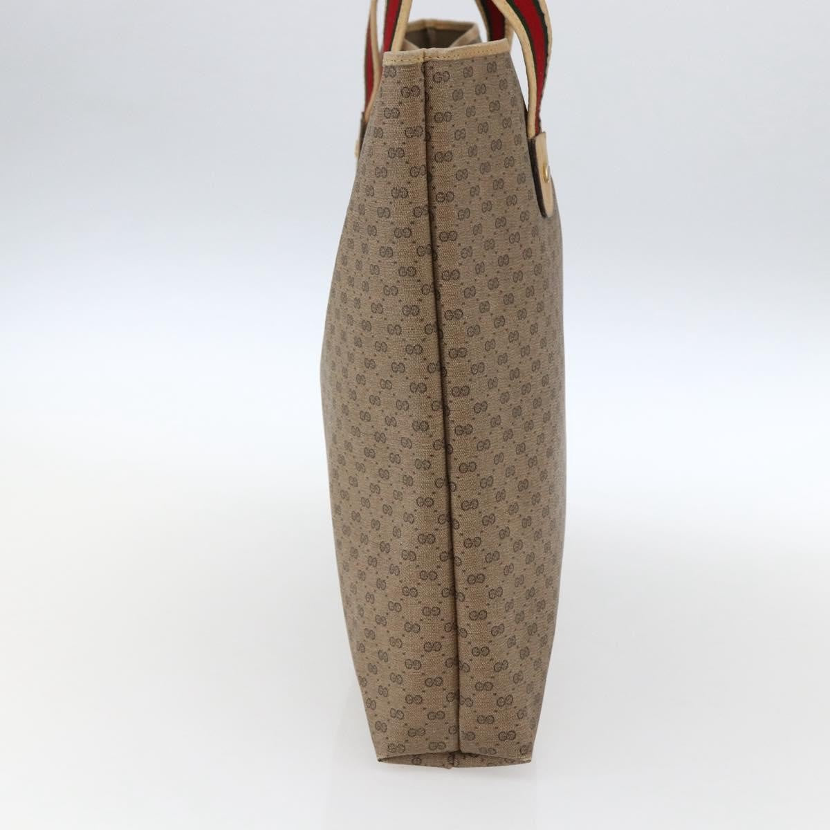 Gucci GUCCI Micro GG Supreme Web Sherry Line Tote Bag PVC Beige Gold Red Authentic ep13035