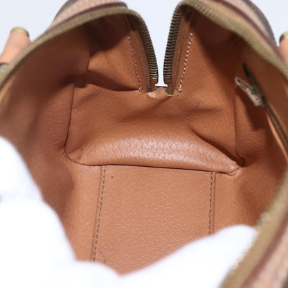 Celine CELINE Macadam Canvas Mini Hand Bag PVC Leather Brown Gold Authentic mr1952
