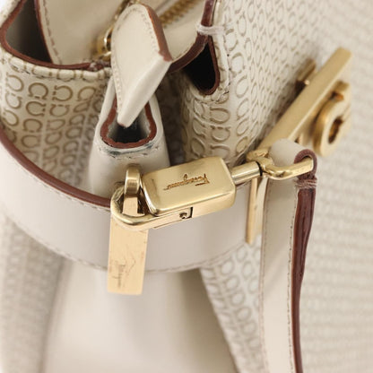 Salvatore Ferragamo Salvatore Ferragamo Gancini Hand Bag Leather 2way Ivory Gold Authentic 172181