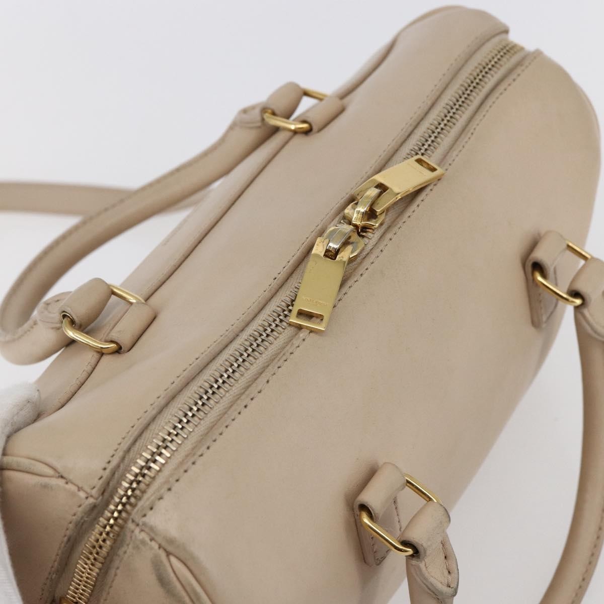 Saint Laurent SAINT LAURENT Mini Boston Bag Leather 2way Beige Gold Authentic bs30083