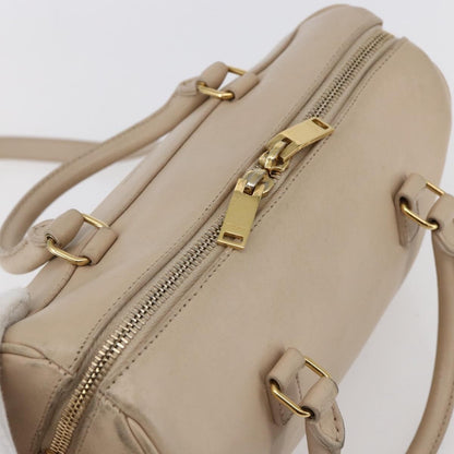 Saint Laurent SAINT LAURENT Mini Boston Bag Leather 2way Beige Gold Authentic bs30083