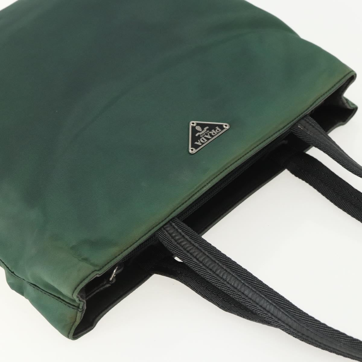 Prada PRADA Tote Bag Nylon Green Silver Authentic 155085