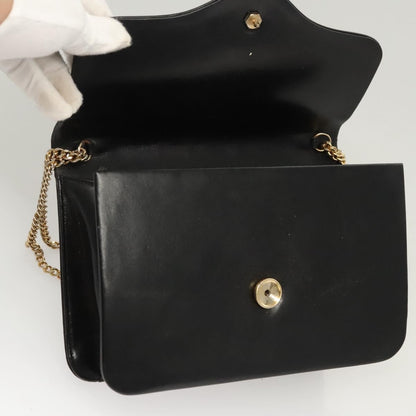 Dior Christian Dior Chain Shoulder Bag Leather Black Gold Authentic BA2045