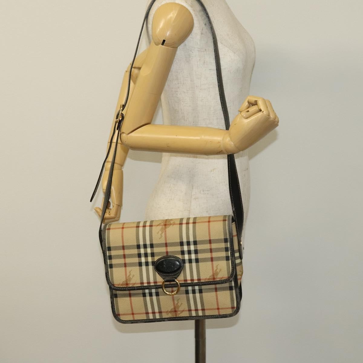 Burberrys Burberrys BURBERRY Nova Check Shoulder Bag PVC Beige Gold Authentic 136729