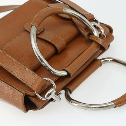 Gucci GUCCI Hand Bag Leather 2way Brown Silver 000 2058 0308 5 Authentic 177030