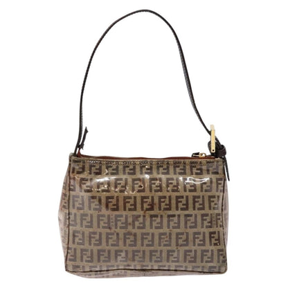 Fendi FENDI Zucchino Canvas Shoulder Bag Coated Canvas Beige Gold Authentic 136436