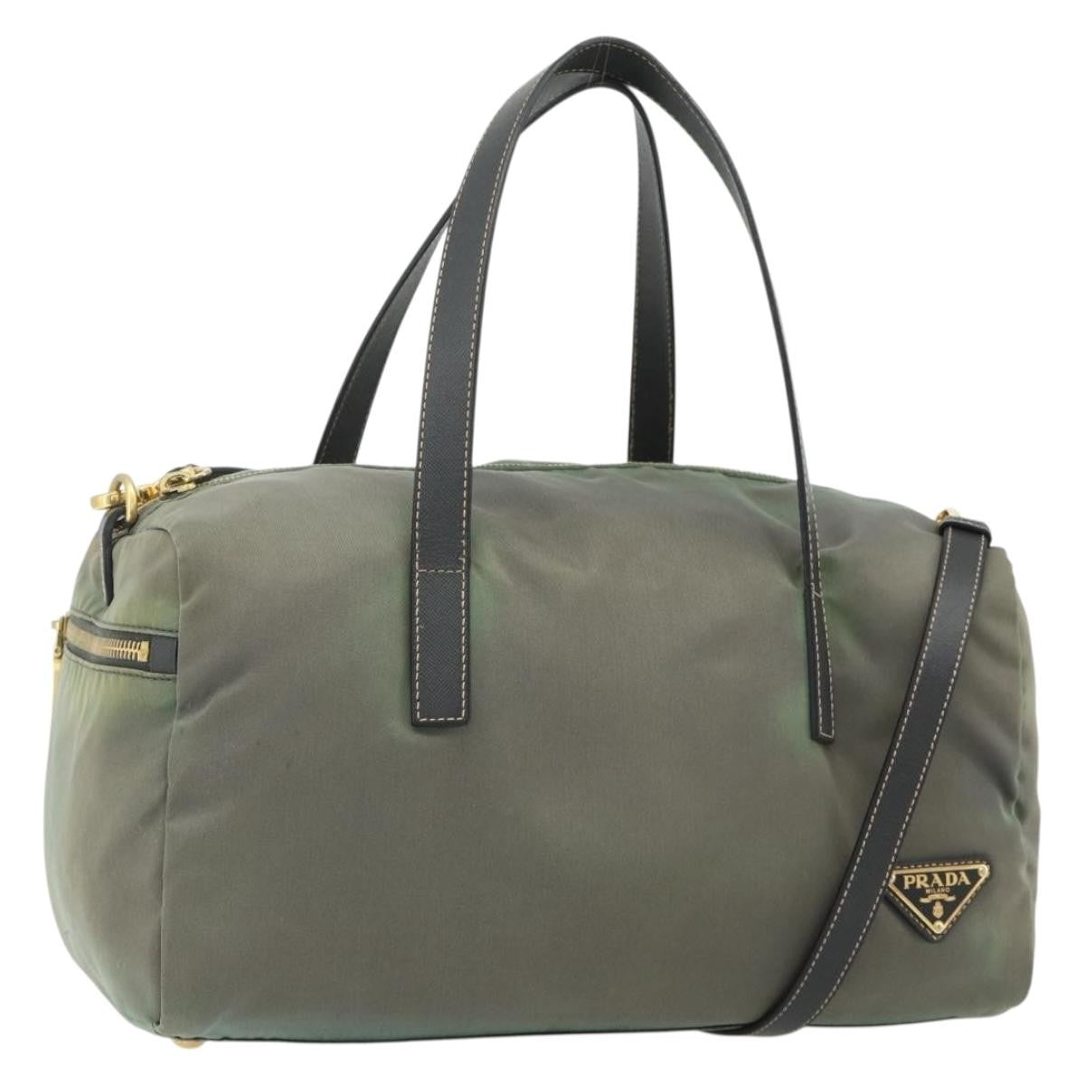 Prada PRADA Shoulder Bag Nylon 2way Green Gold Authentic 176782
