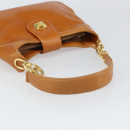Celine CELINE Shoulder Bag Leather Brown Gold Authentic 166334