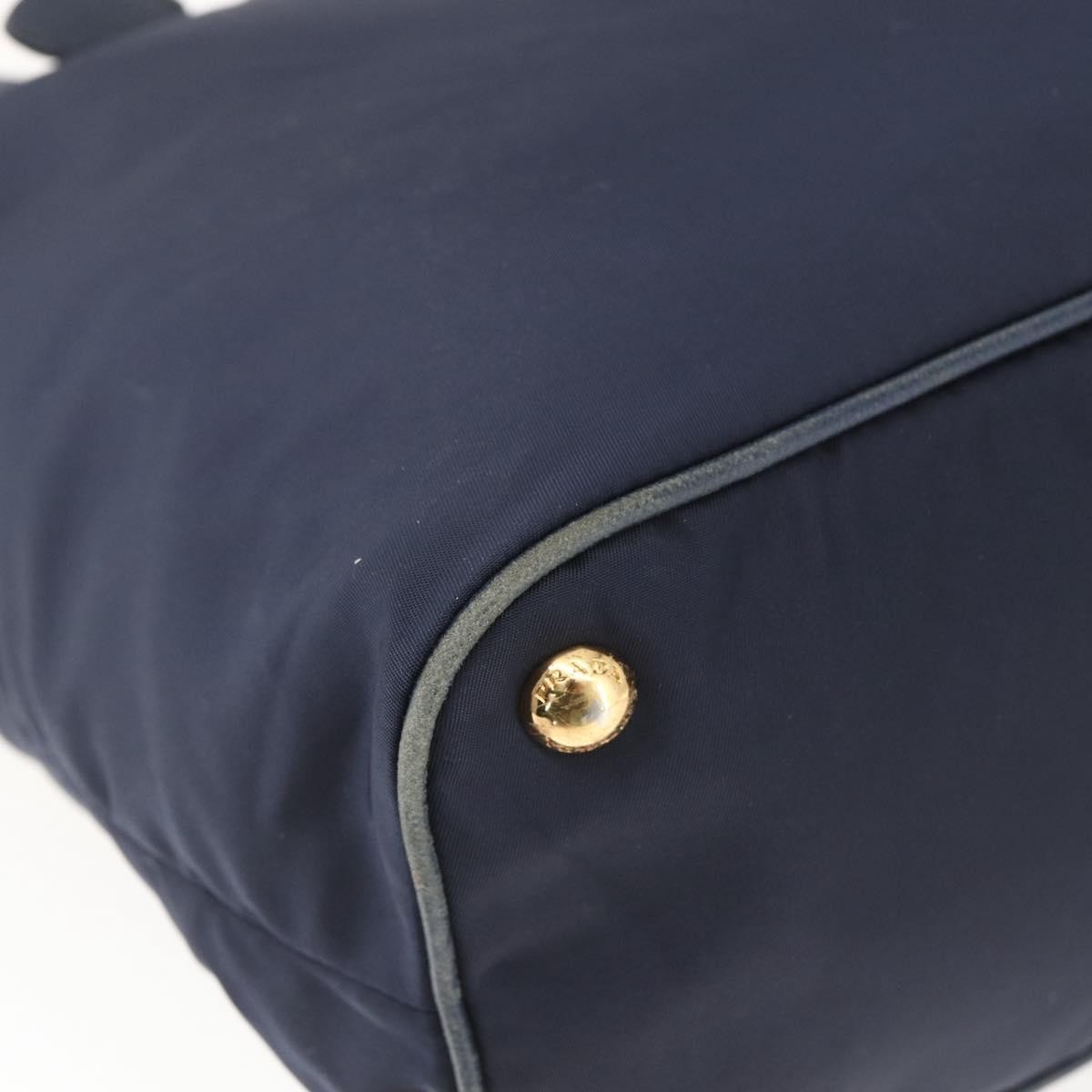 Prada PRADA Tote Bag Nylon Navy Gold Authentic 166304