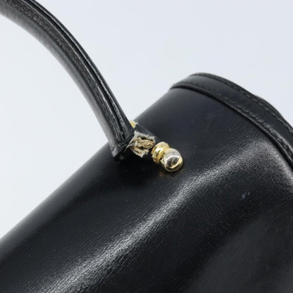 Gucci GUCCI Hand Bag Leather Black Gold Authentic ka2600