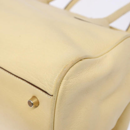 Prada PRADA Gamaguchi Hand Bag Leather Beige Gold Authentic 135924