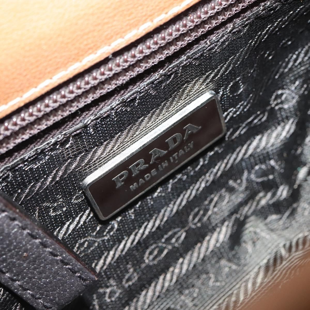 Prada PRADA Hand Bag Leather Brown Silver Authentic yk19954