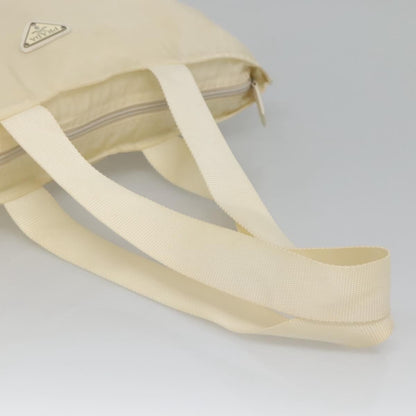 Prada PRADA Tote Bag Nylon Cream Silver Authentic bs26062