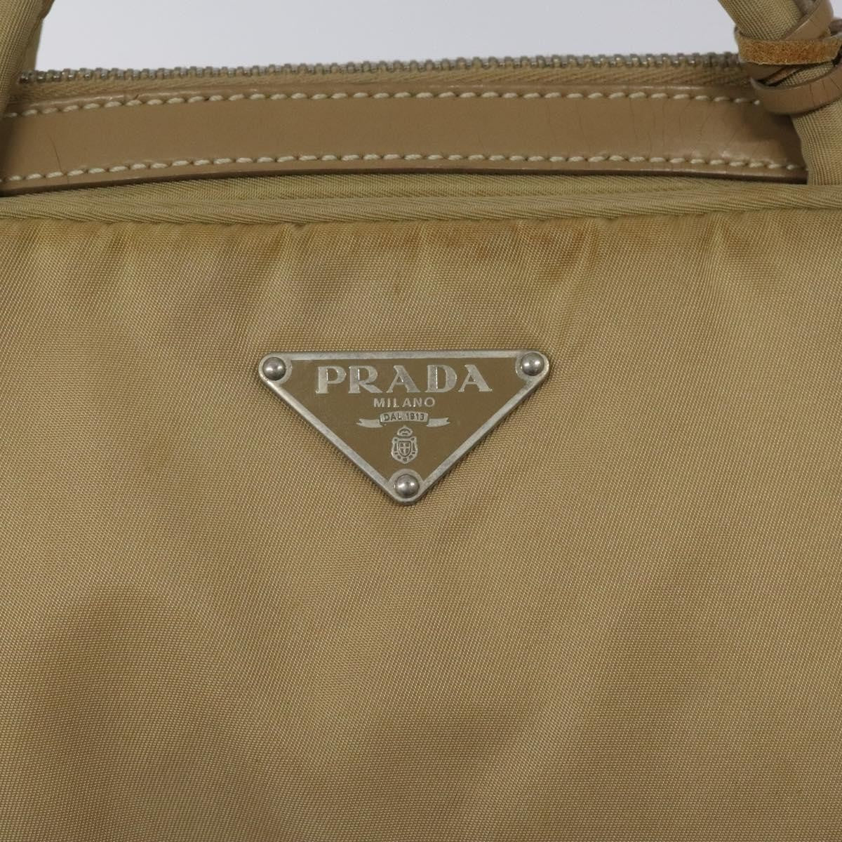 Prada PRADA Hand Bag Nylon Beige Silver Authentic EC680