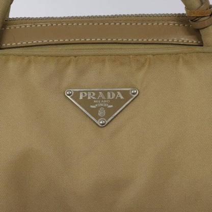 Prada PRADA Hand Bag Nylon Beige Silver Authentic EC680