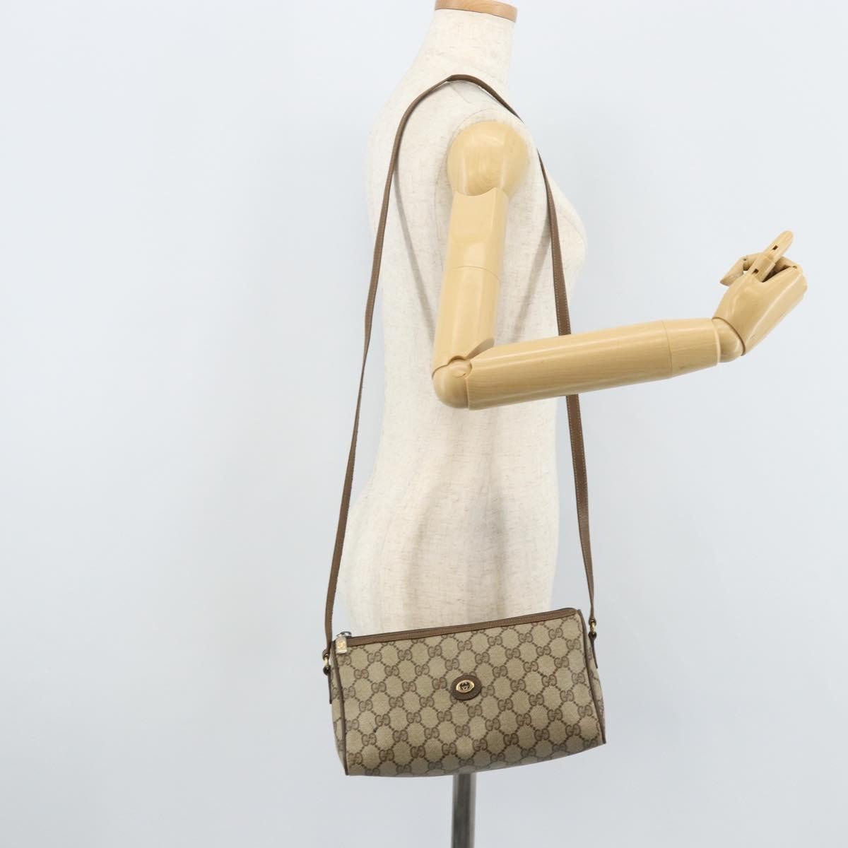 Gucci GUCCI GG Supreme Shoulder Bag PVC Beige Gold 89 01 021 Authentic ka3575