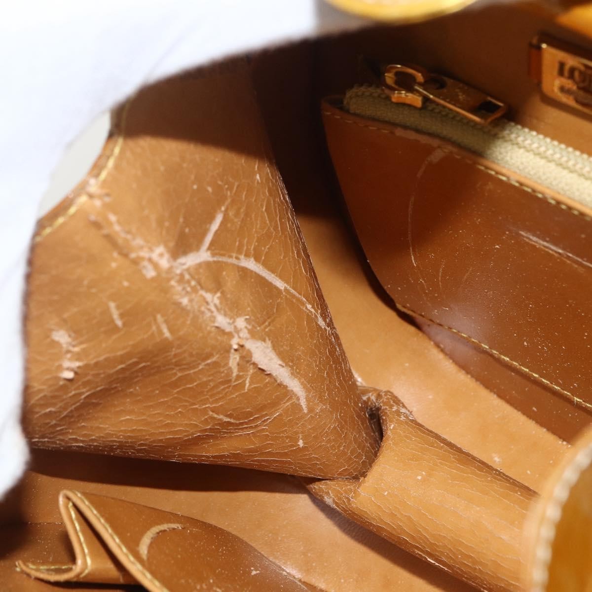 Loewe LOEWE Hand Bag Patent leather 2way Gold Authentic ka527