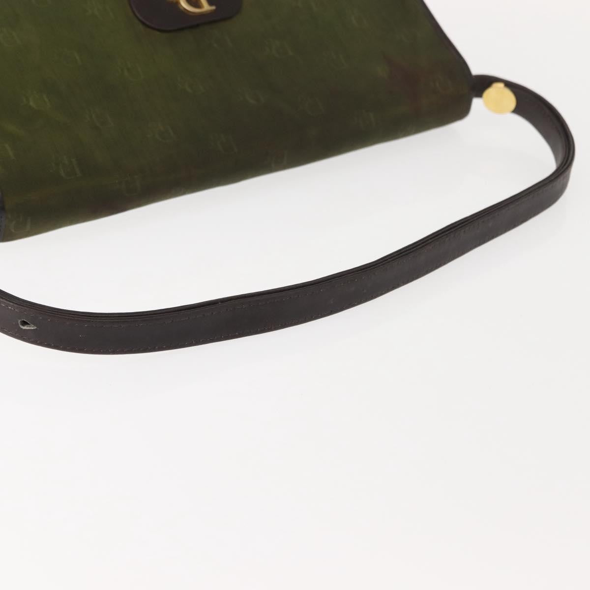 Dior Christian Dior Shoulder Bag Nylon Khaki Gold Authentic 151997