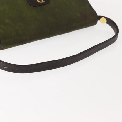 Dior Christian Dior Shoulder Bag Nylon Khaki Gold Authentic 151997