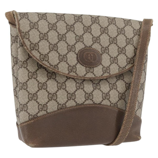 Gucci GUCCI GG Supreme Shoulder Bag PVC Beige Gold Authentic 173909