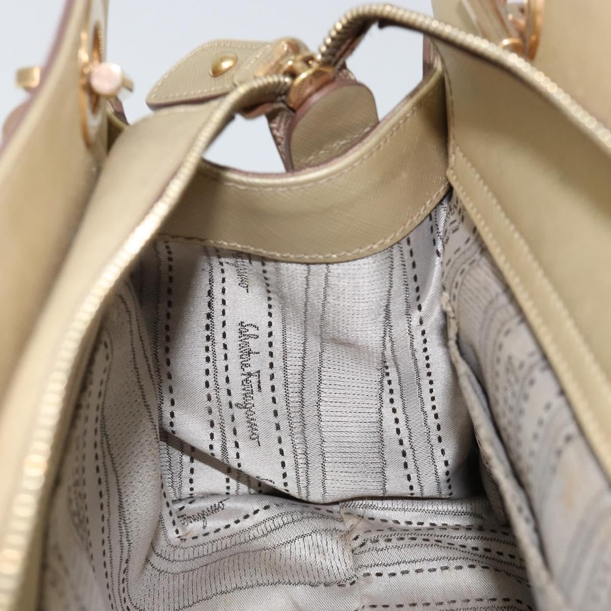 Salvatore Ferragamo Salvatore Ferragamo Gancini Shoulder Bag Leather Gold Authentic 162322