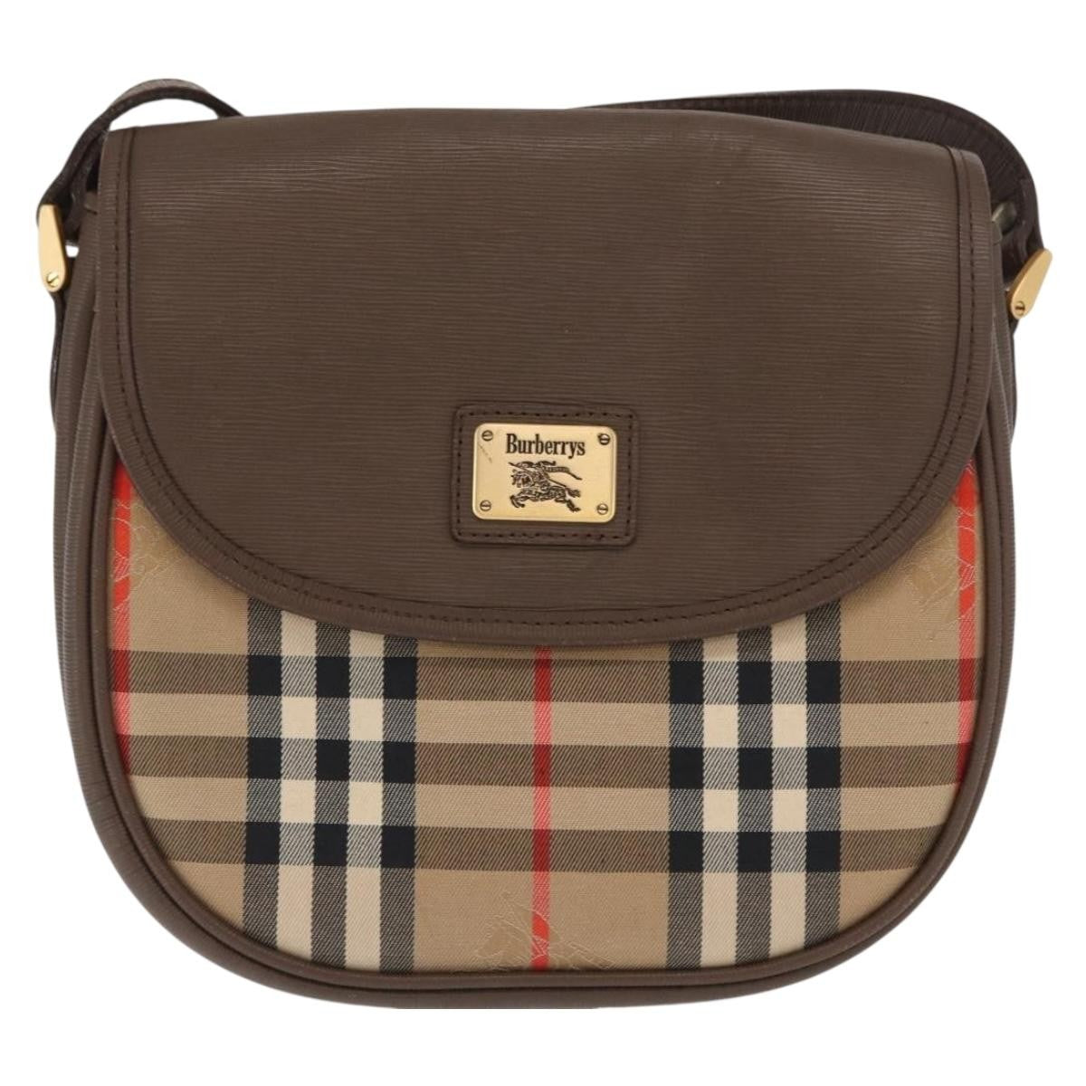 Burberrys Burberrys Nova Check Shoulder Bag Canvas Beige Gold Authentic ep13205