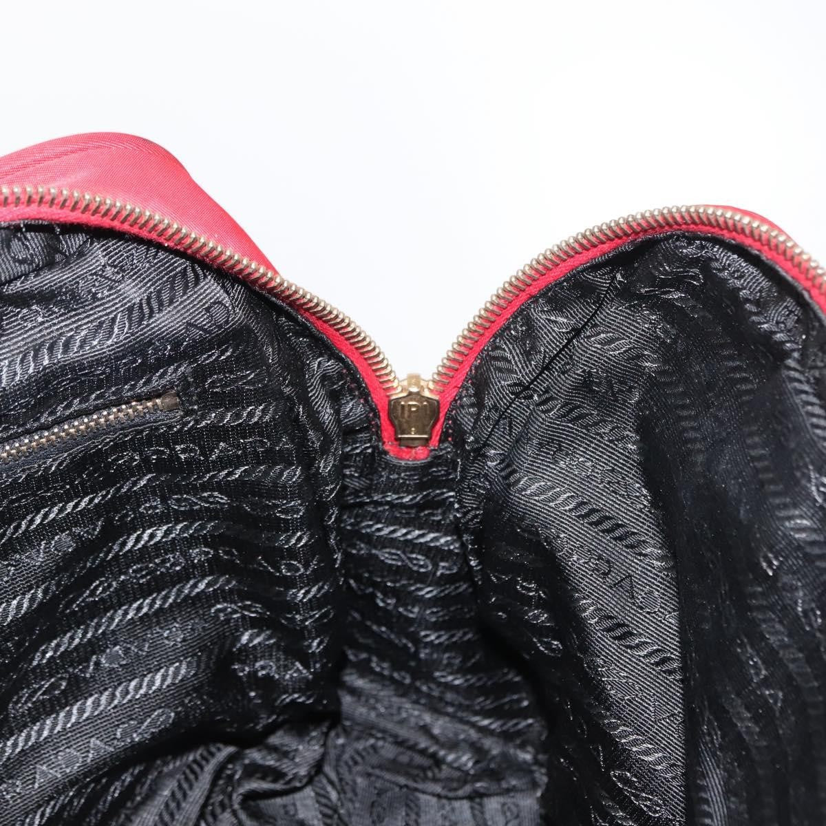 Prada PRADA Hand Bag Nylon Red Gold Authentic ki6141