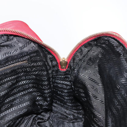 Prada PRADA Hand Bag Nylon Red Gold Authentic ki6141