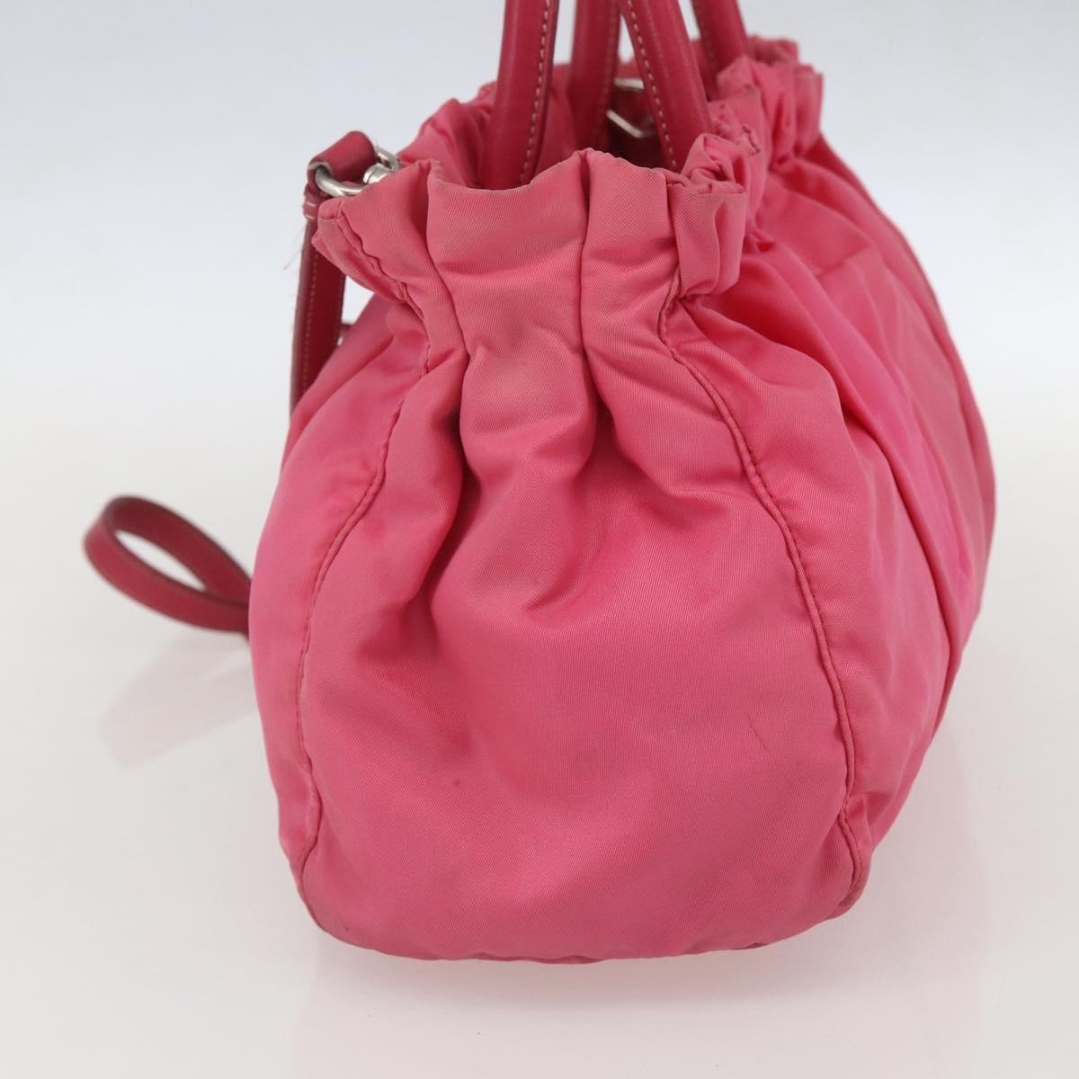Prada PRADA Hand Bag Nylon 2way Pink Gold Authentic 159239