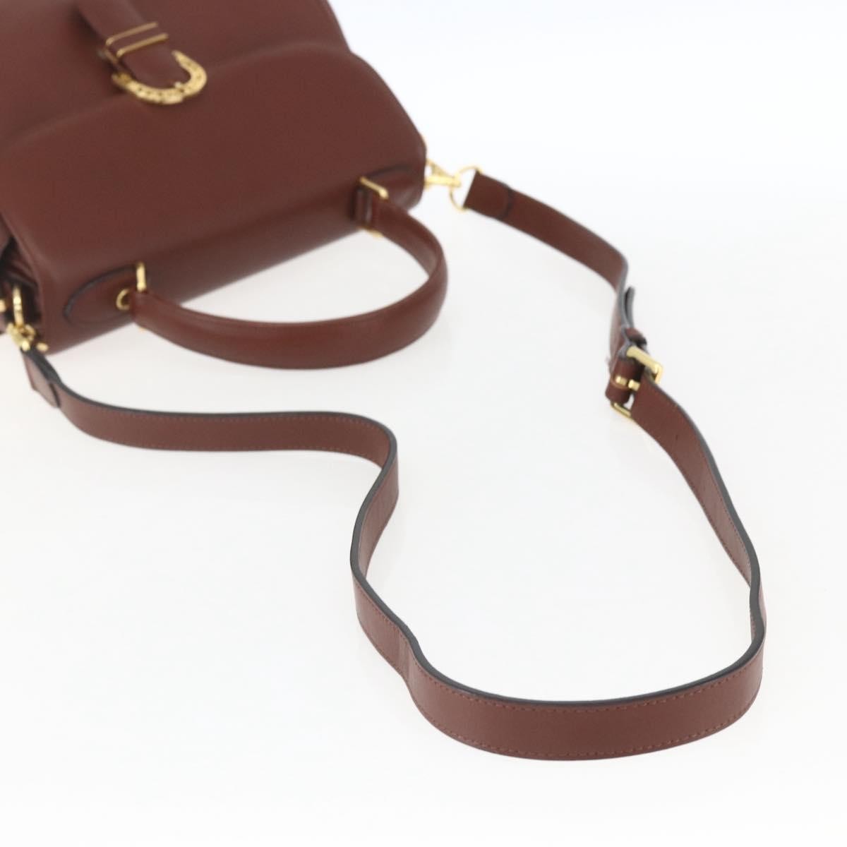 Valentino VALENTINO Hand Bag Leather 2way Brown Gold Authentic hk3311