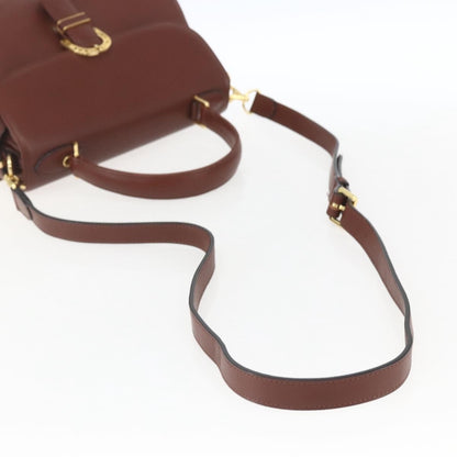 Valentino VALENTINO Hand Bag Leather 2way Brown Gold Authentic hk3311