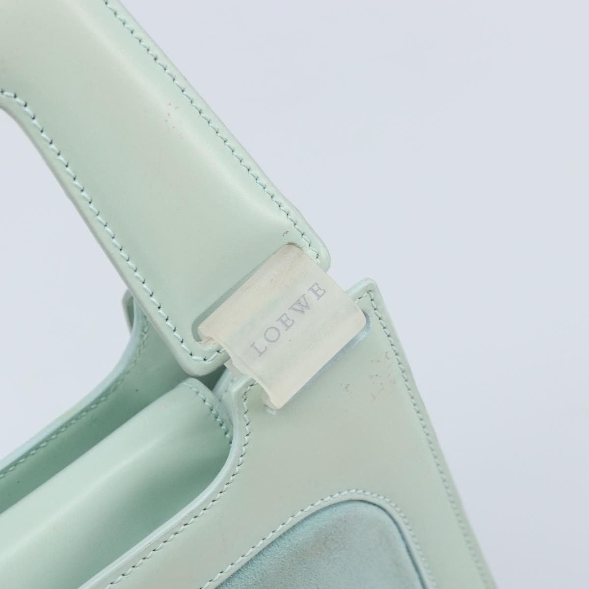 Loewe LOEWE Hand Bag Suede Baby Blue Gold Authentic YKZ454