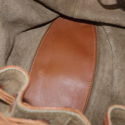 Gucci GUCCI Shoulder Bag Suede Beige Gold Authentic 162826