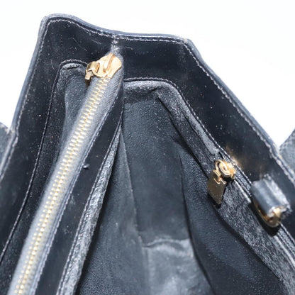 Celine CELINE Macadam Canvas Hand Bag PVC Leather 2way Black Gold Authentic 120130
