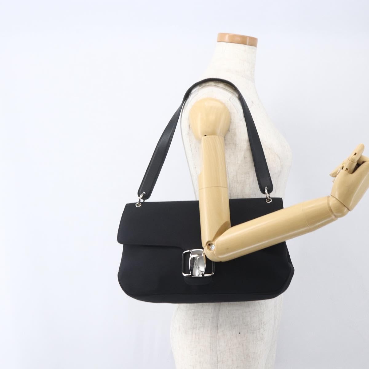 Salvatore Ferragamo Salvatore Ferragamo Vala Shoulder Bag Nylon Black Silver Authentic 162155