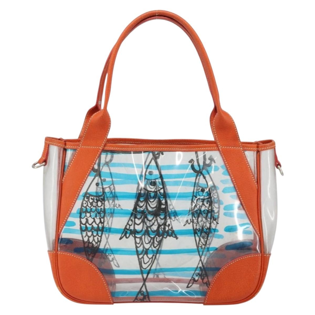 Prada PRADA Hand Bag Vinyl Clear Silver Authentic 161719