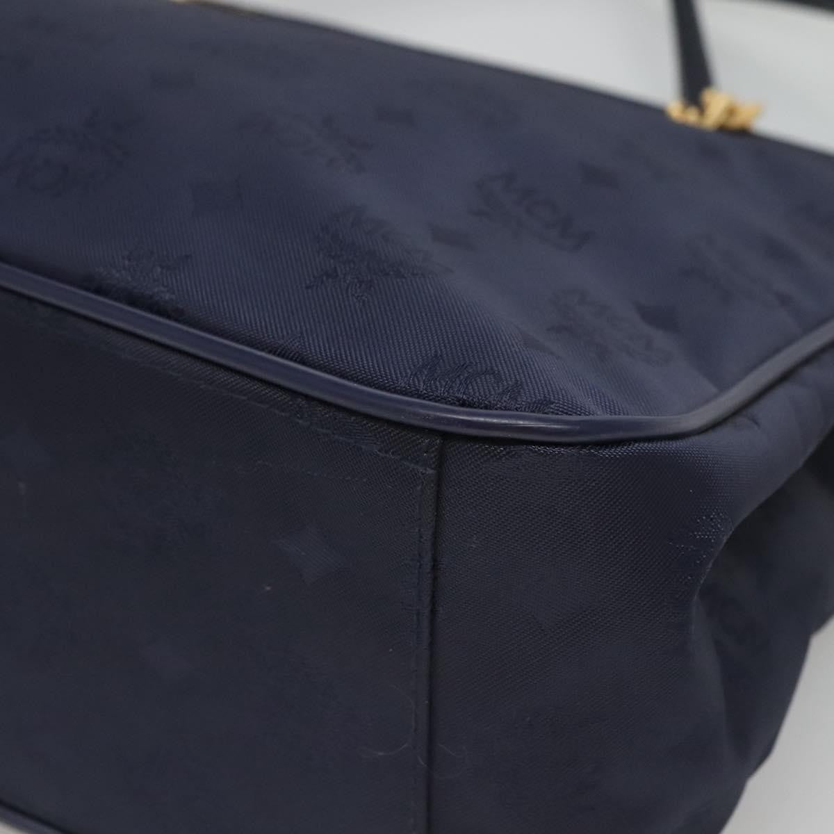 MCM MCM Logogram Vicetos Shoulder Bag Nylon Navy Gold Authentic 127085