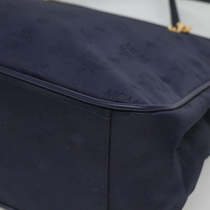 MCM MCM Logogram Vicetos Shoulder Bag Nylon Navy Gold Authentic 127085
