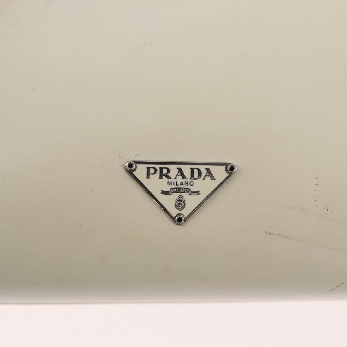 Prada PRADA Hand Bag Leather White Silver Authentic 178207